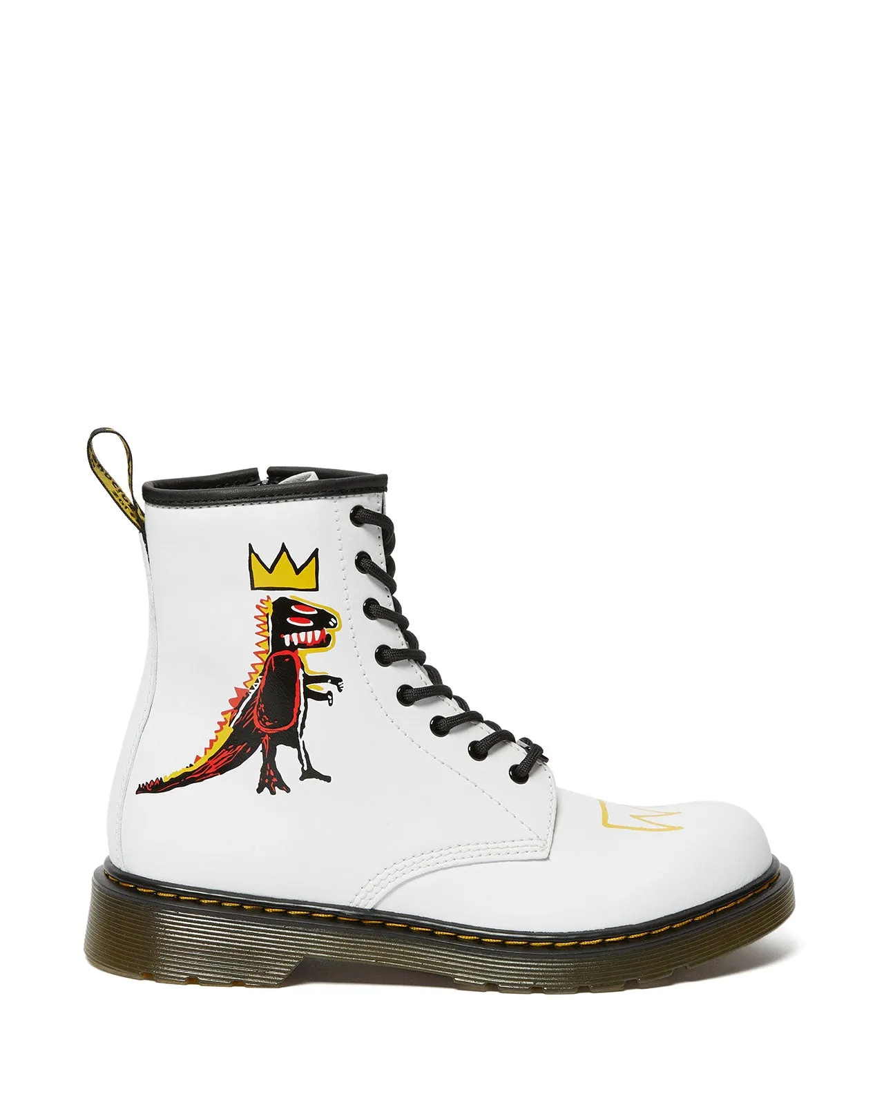 1460 BASQUIAT JUNIOR KID’S WHITE HYDRO LEATHER LACE UP BOOTS