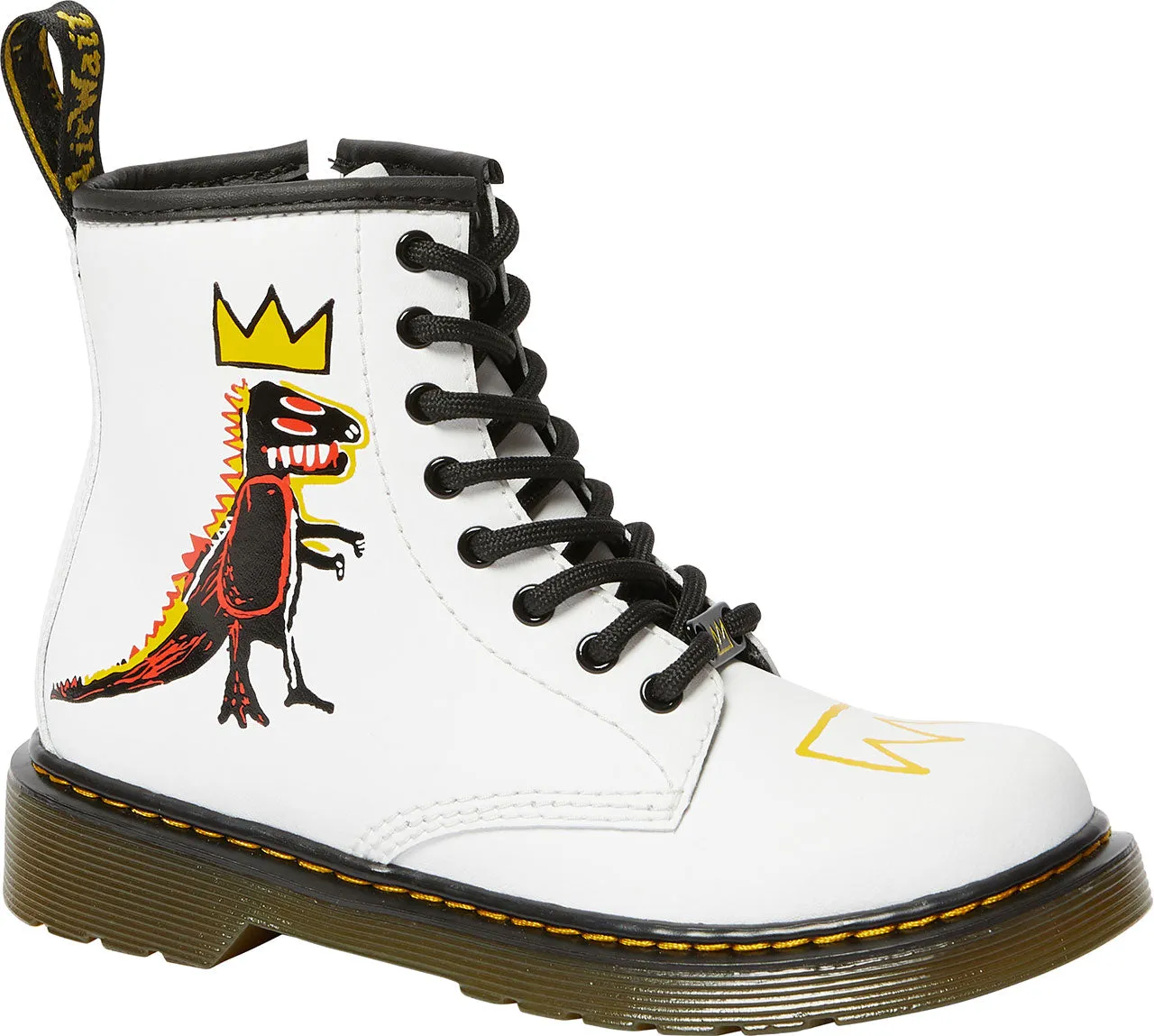 1460 BASQUIAT JUNIOR KID’S WHITE HYDRO LEATHER LACE UP BOOTS