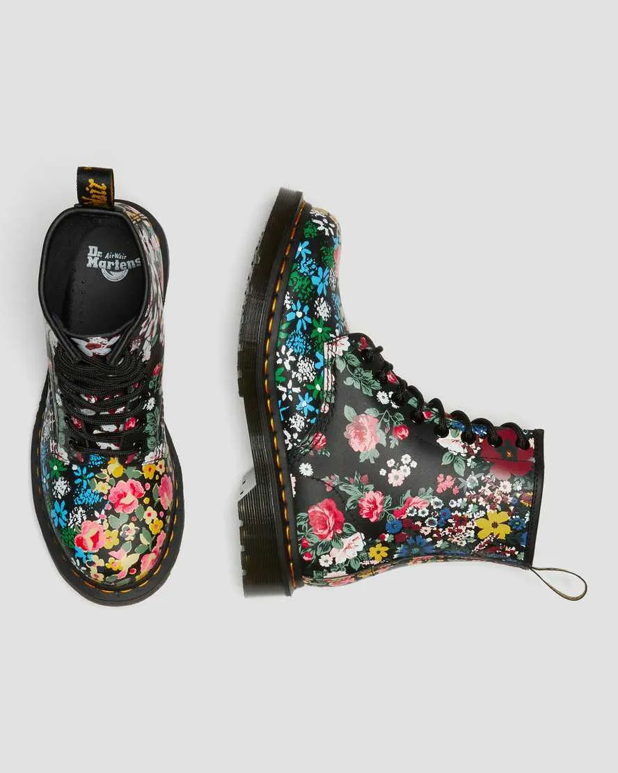 1460 Pascal White   Black Floral Mash Up Boots