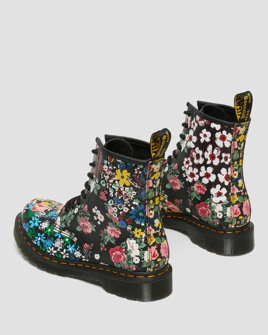 1460 Pascal White   Black Floral Mash Up Boots