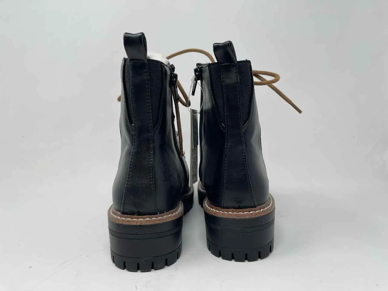 A New Day Size 6 Black/Brown Lace-Up Faux Fur Shoes NEW Short Boots