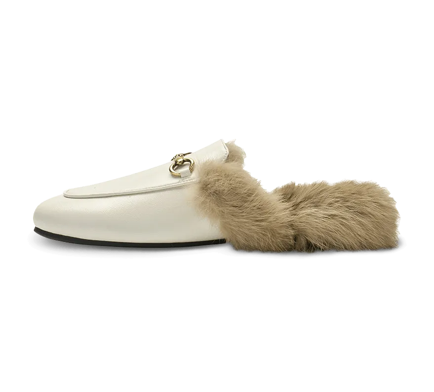 Addy Buckled Flat Mules with Furs