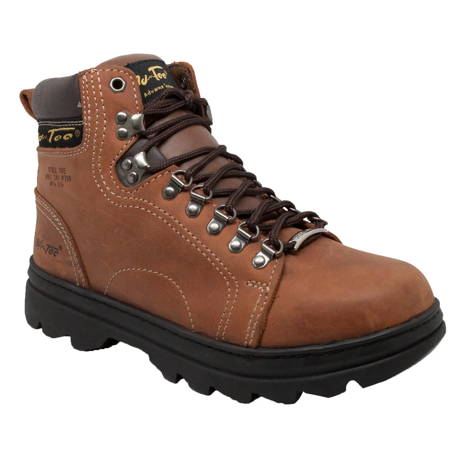 AdTec Mens 6in Steel Toe Hiker Brown Work Boots