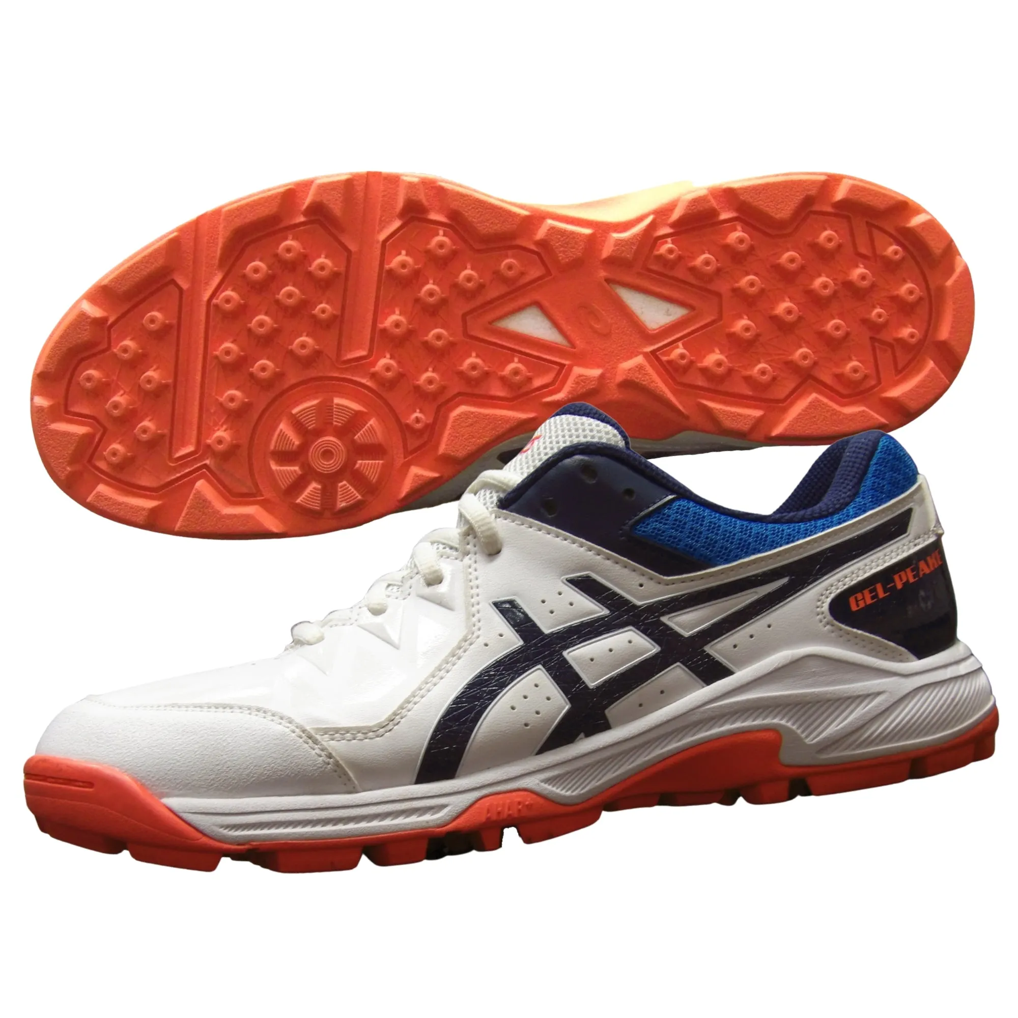 Asics Cricket Shoes, Model Gel-Peake - White/Blue/Orange