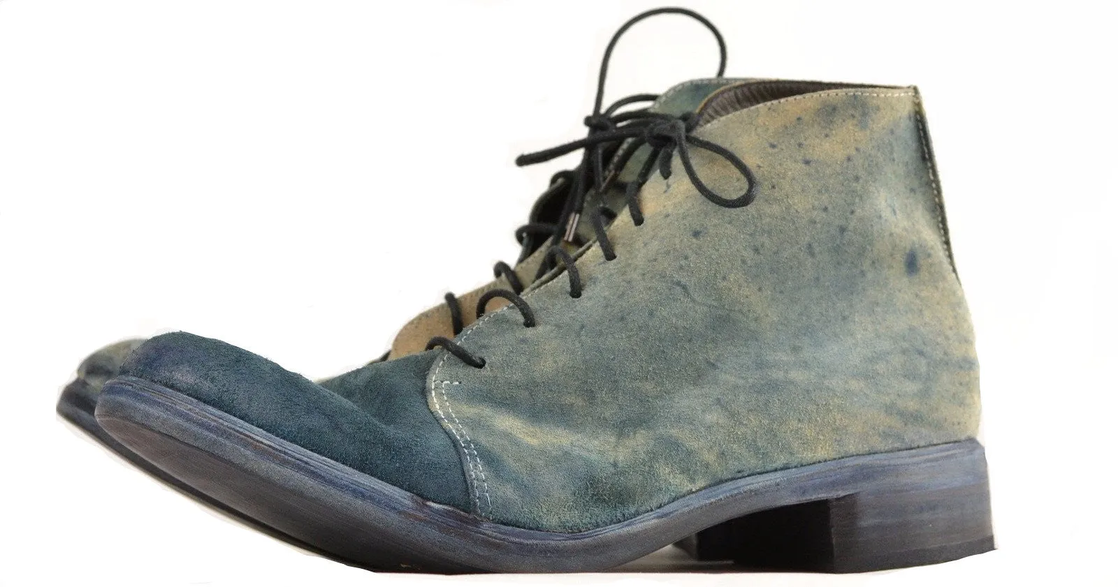 Asym derby boot  |  Reverse blue