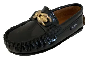 Atlanta Mocassin Boy's & Girl's Ornament Moccasin, Black Patent