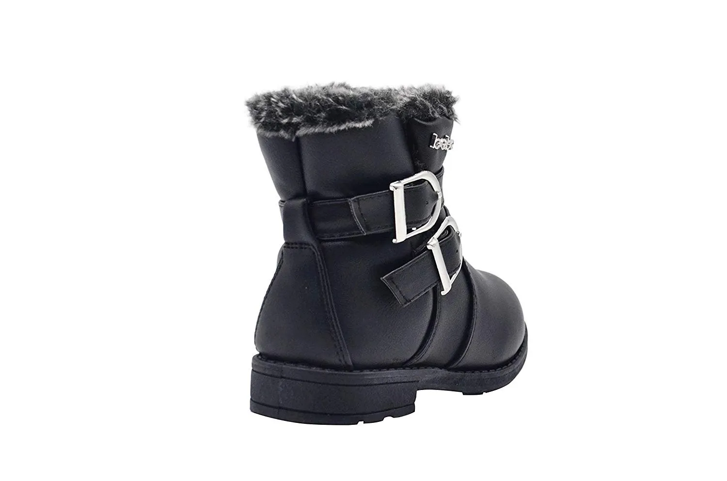 bebe Toddler Girls Little Kid Easy Pull On Mid Calf Winter Boots with Faux Fur Trim and Buckles