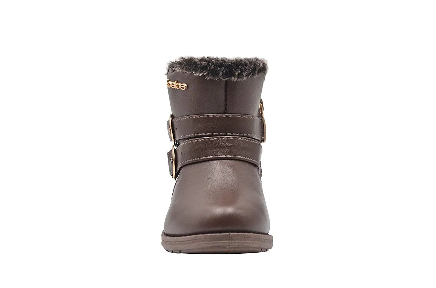 bebe Toddler Girls Little Kid Easy Pull On Mid Calf Winter Boots with Faux Fur Trim and Buckles