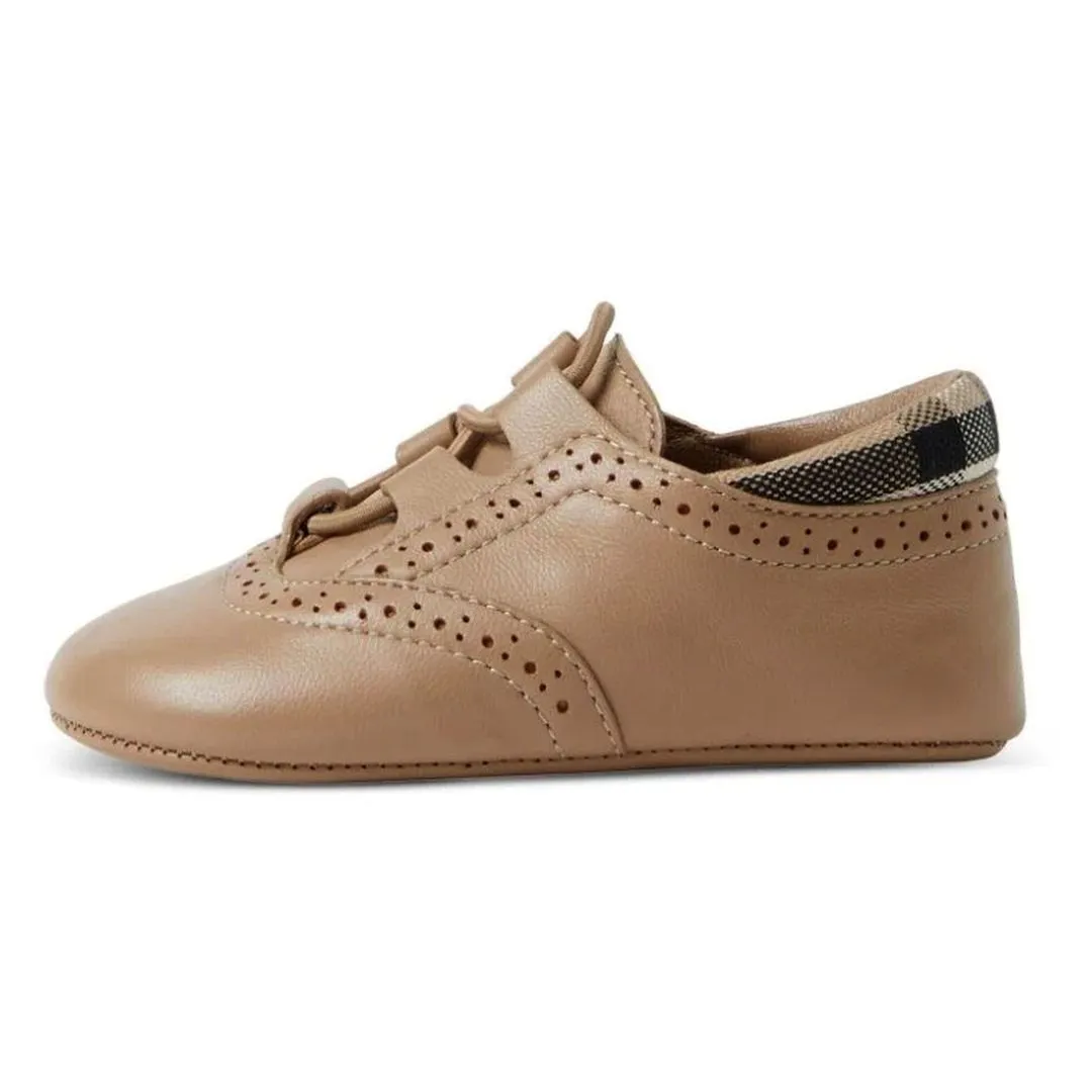 Beige Leather Pre-Walker Shoes