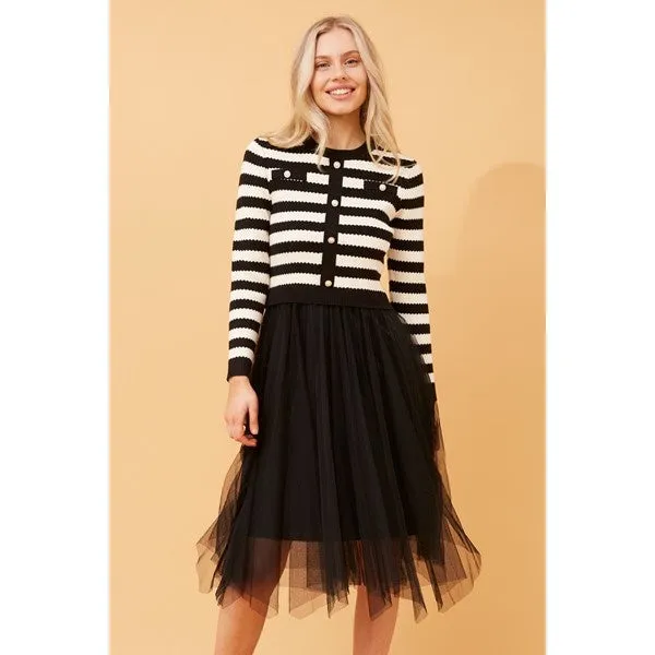 BRENNA STRIPE PRINT KNIT DRESS