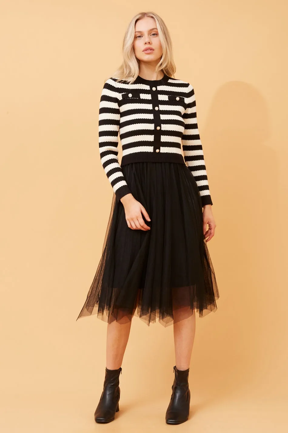 BRENNA STRIPE PRINT KNIT DRESS