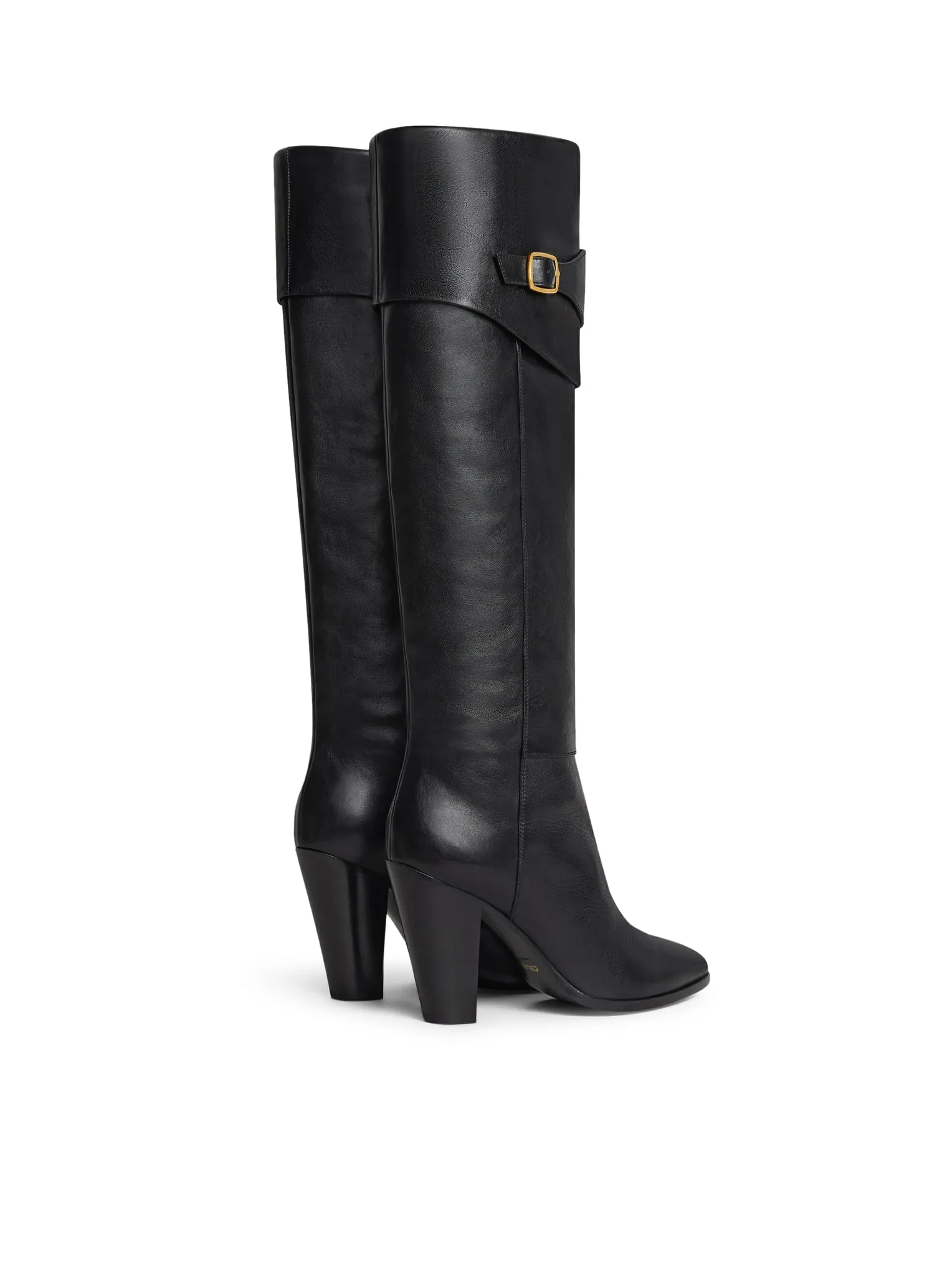 CELINE WILTERN RIDING BOOT WITH TRIOMPHE LOGO IN CALF LEATHER