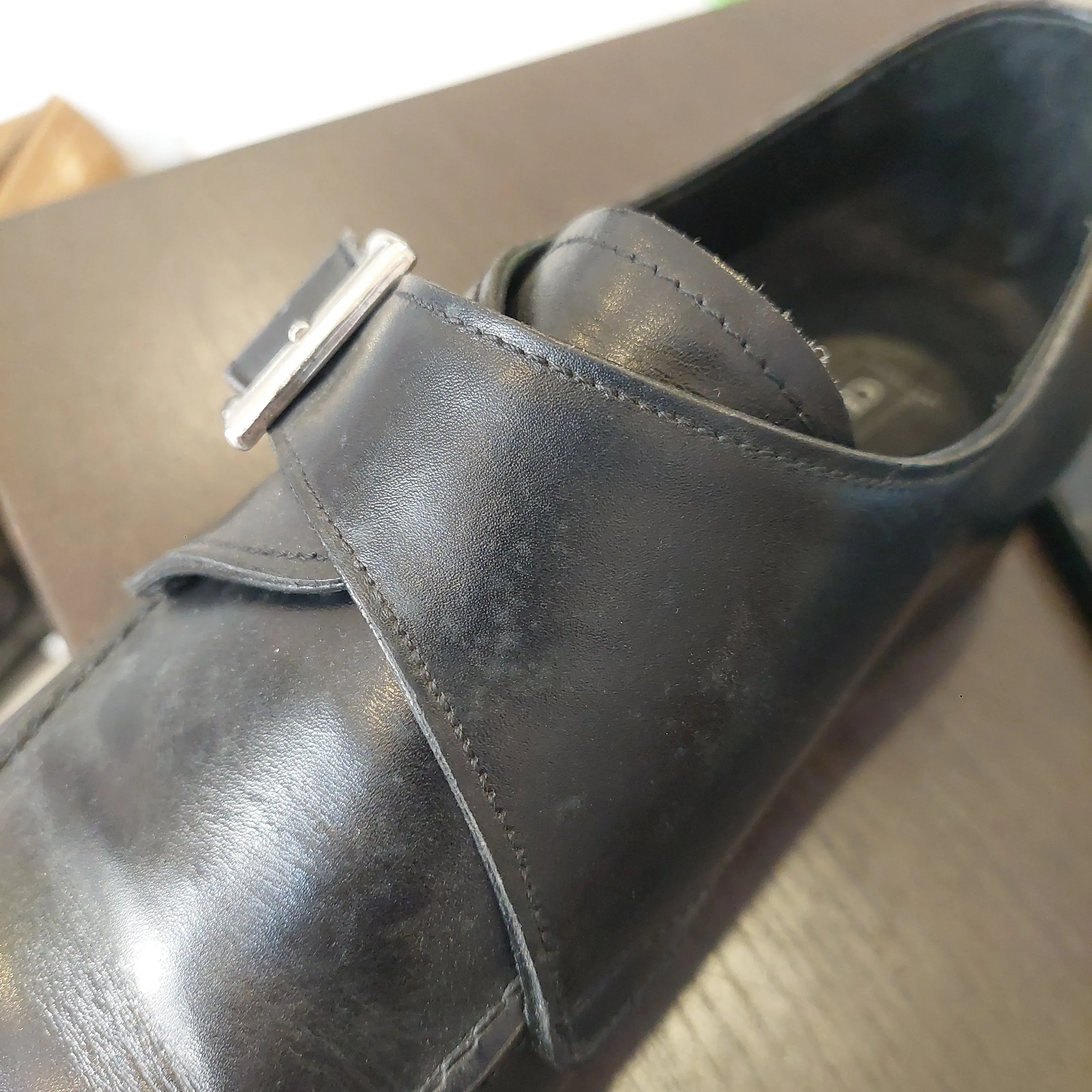 Cerruti Men's Black Leather Buckle Shoes | Pre Loved |