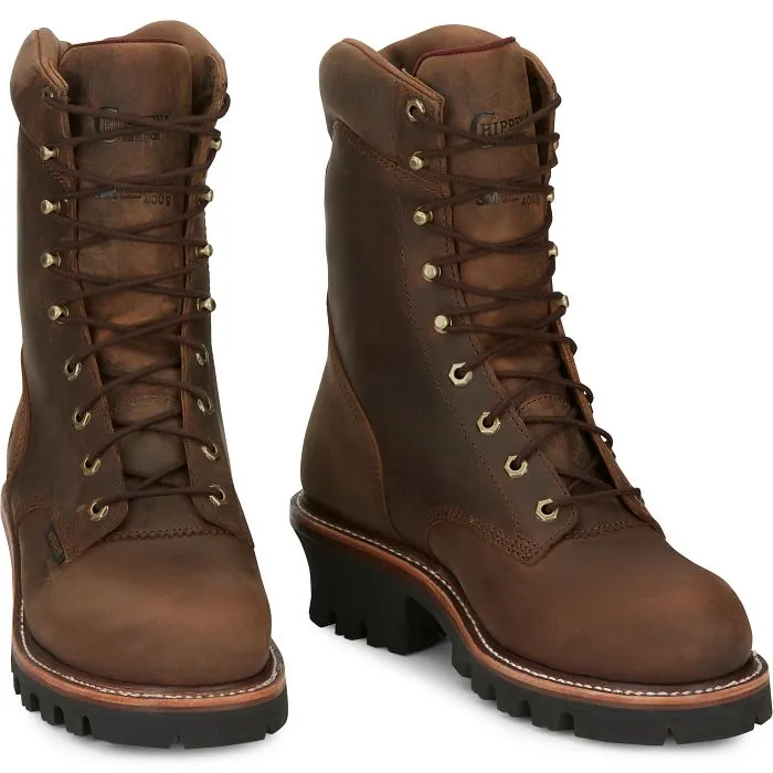 Chippewa Men's 9 Steel Toe WP Ins Logger Work Boot - Brown - 59405