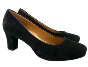 GABOR Black Suede Court Shoe Ella