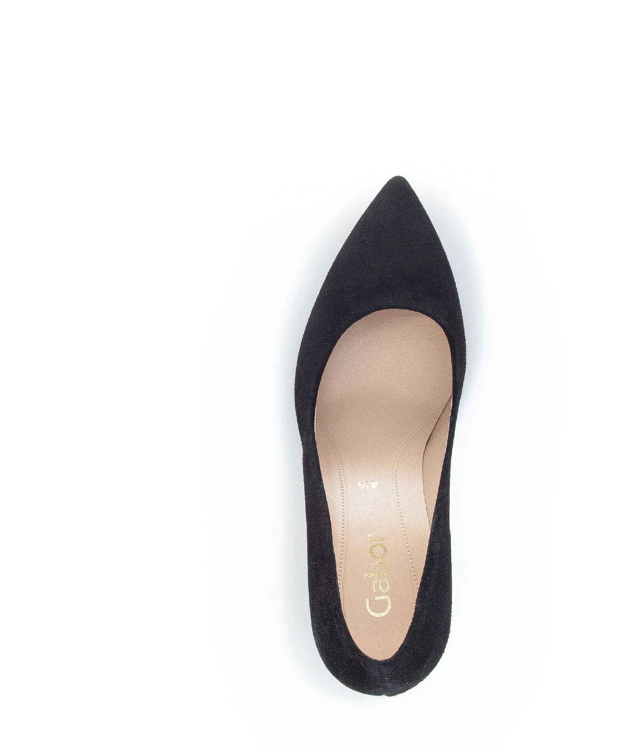 GABOR Black Suede Pointed Toe Court Shoe