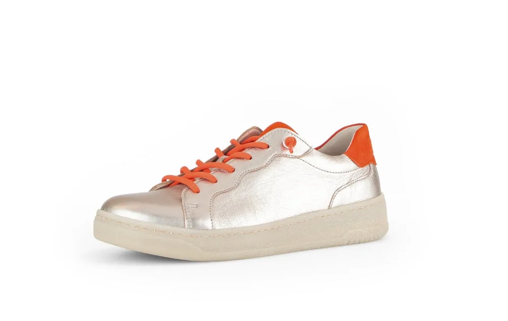 GABOR Gold & Orange Leather Trainer 34262