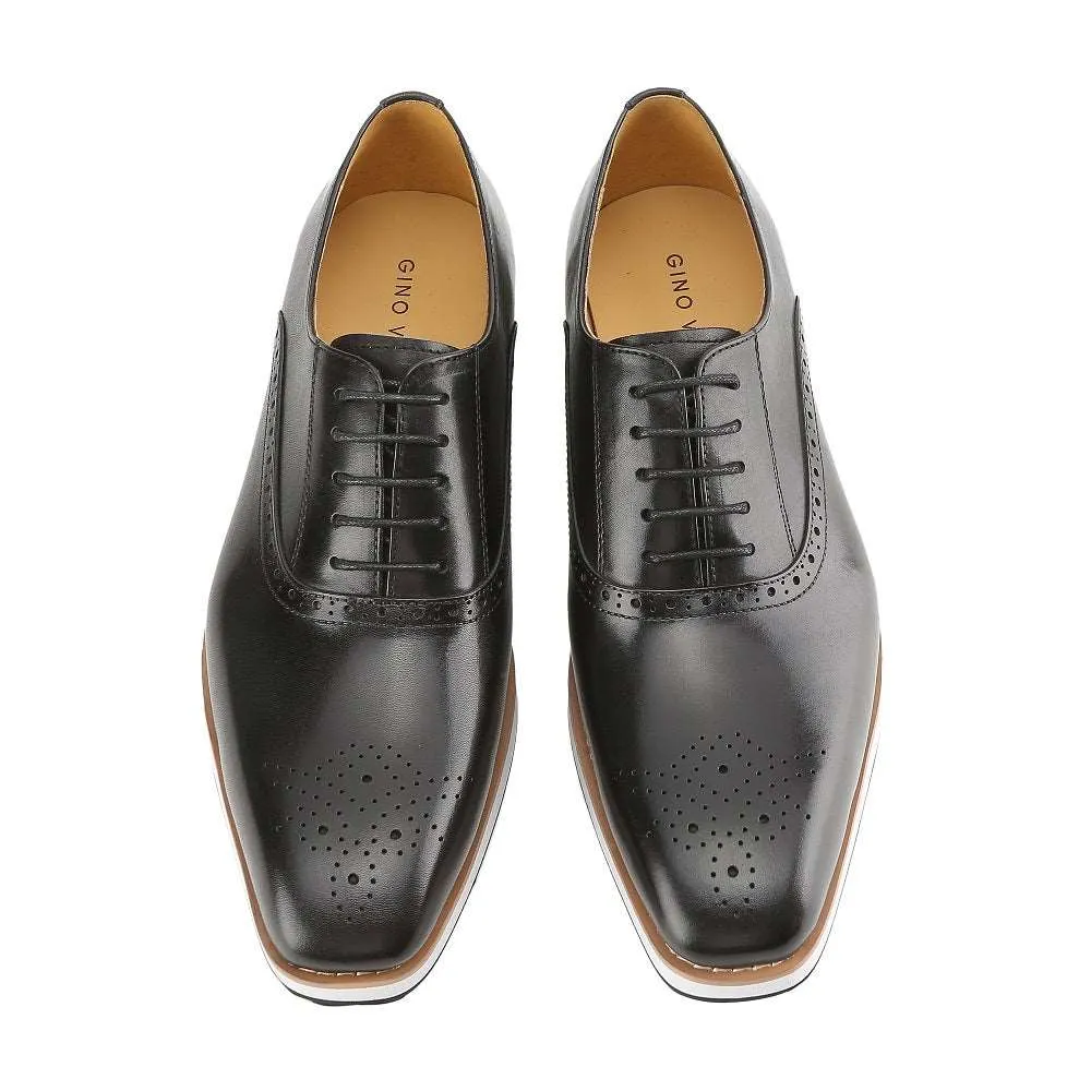 Gino Vitale Men's Handcrafted Genuine Leather Hybrid Casual Brogue Dress Shoe