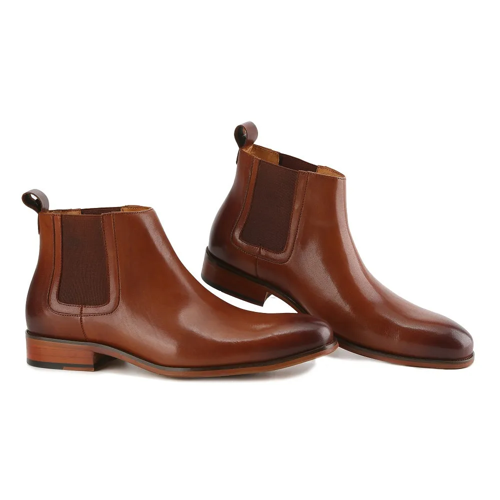 Gino Vitale Men's Handcrafted Genuine Leather Pull-On Chelsea Gore Dress Boot