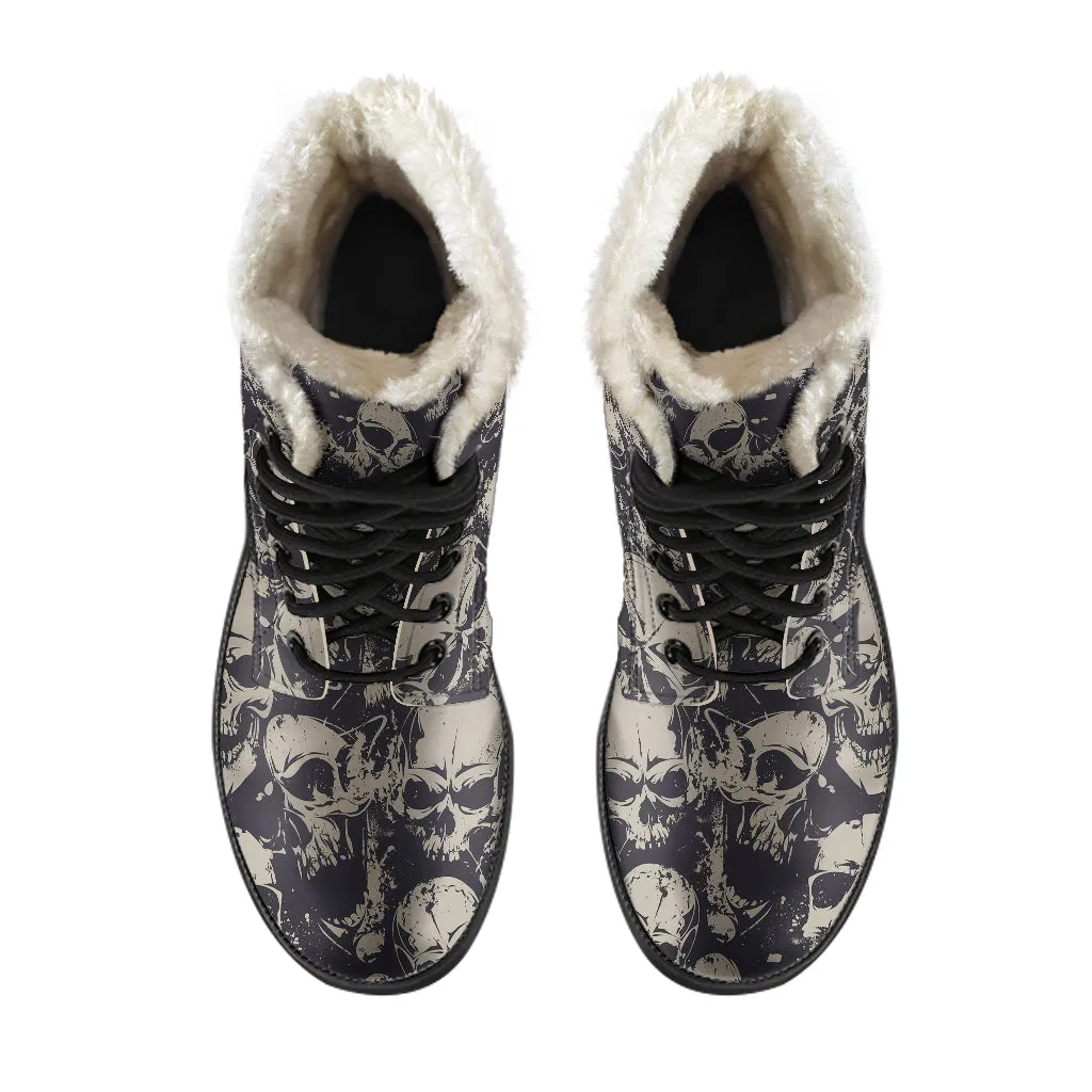 Grey Skulls - Fur Leather Boots