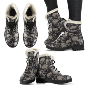 Grey Skulls - Fur Leather Boots