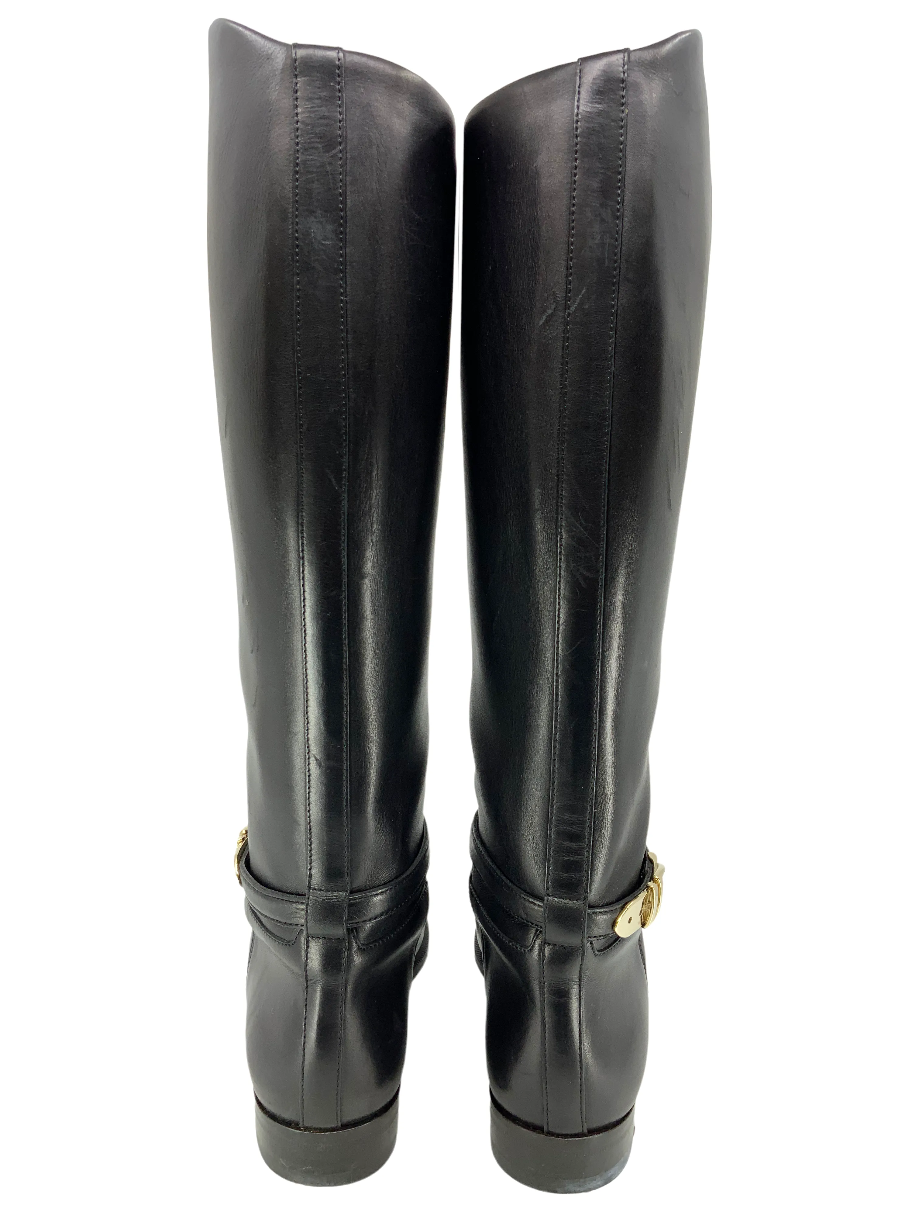 Gucci Leather Buckle Knee High Boots Size 7.5