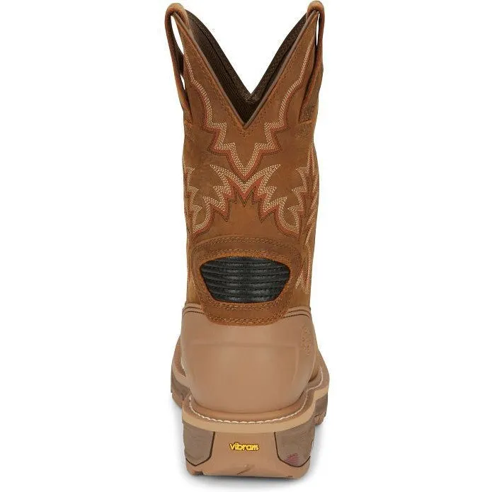 Justin Men's Montana 11" Nano Comp Toe Western Work Boot- Brown- CR2124