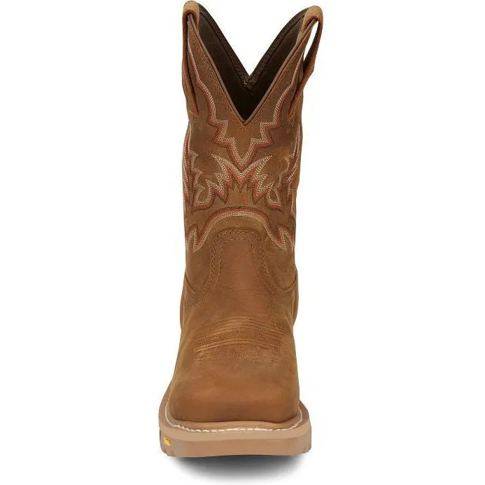 Justin Men's Montana 11" Nano Comp Toe Western Work Boot- Brown- CR2124