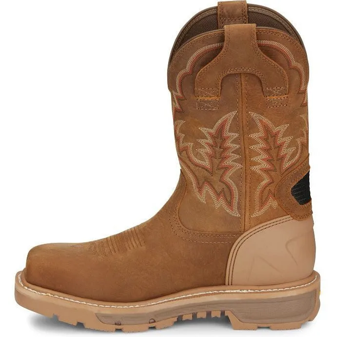 Justin Men's Montana 11" Nano Comp Toe Western Work Boot- Brown- CR2124