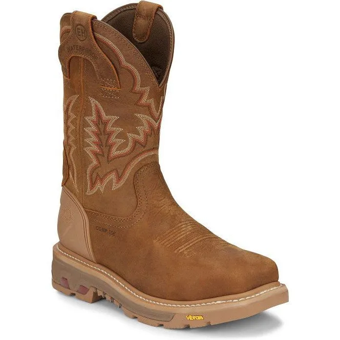 Justin Men's Montana 11" Nano Comp Toe Western Work Boot- Brown- CR2124