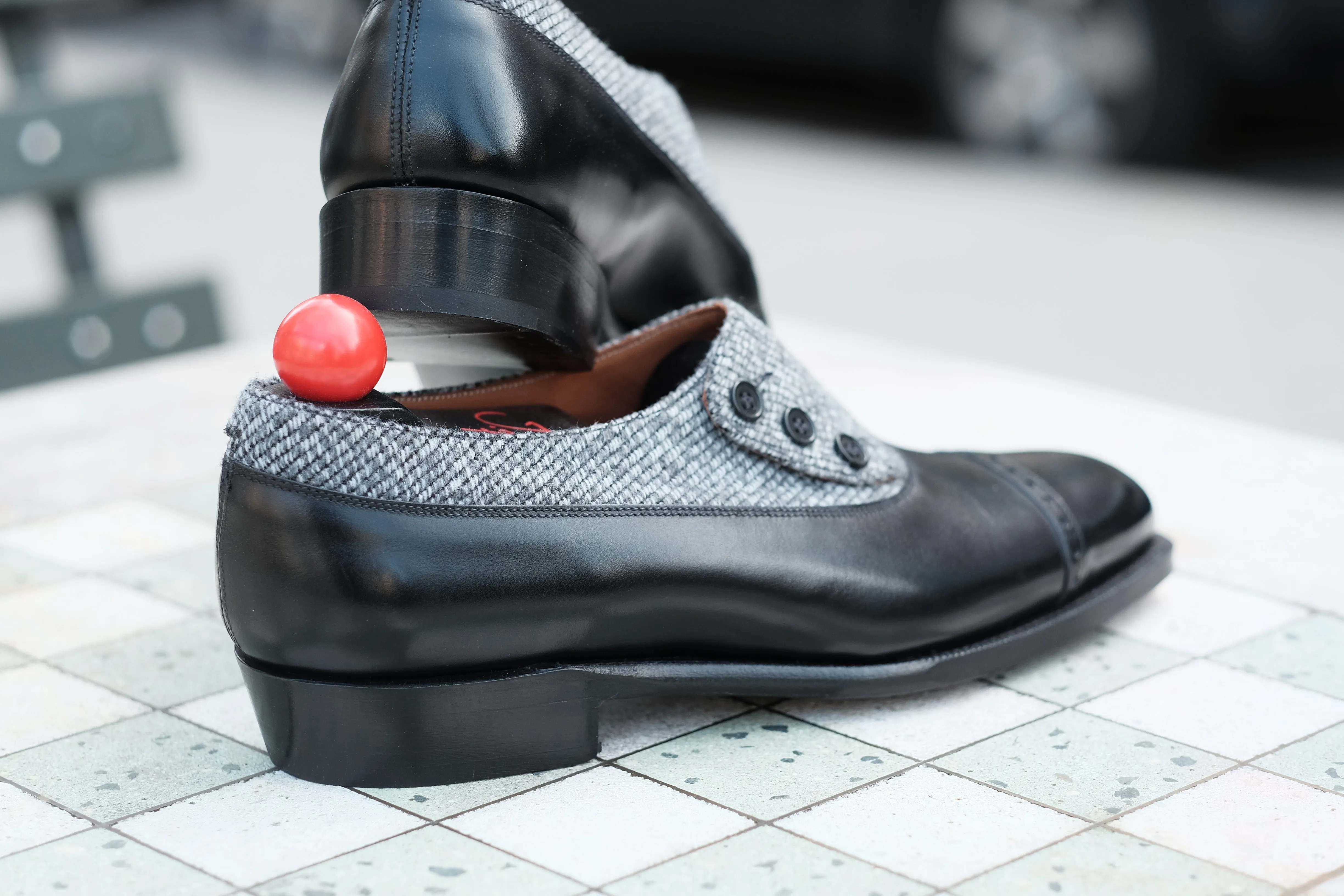 Optimized Title: Kingston MTO Black Calf Leather Shoes with Grey Poulsbo Detailing - NGT Last - Single Leather Sole