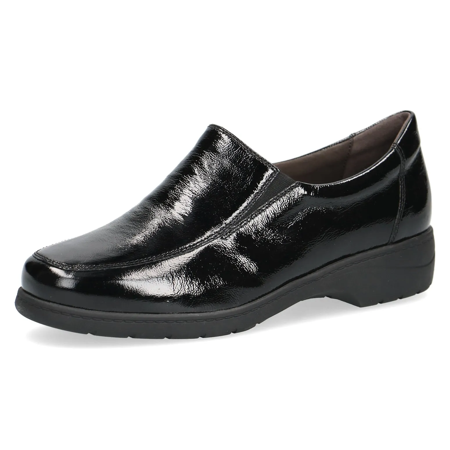 Ladies Caprice Black Patent Slip On Shoes Soft Leather sale