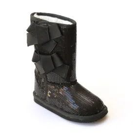 L'Amour Girls G710 Sequin Grosgrain Bow Boots