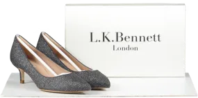 LK Bennett Grey Glitter Kitten Heel Court Shoes BNIB UK 3 EU 36 👠