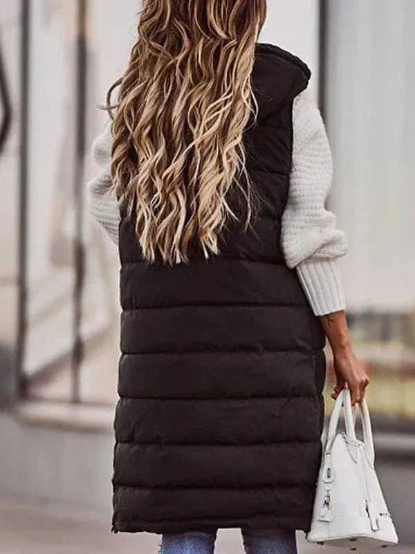 Long Women's Winter Jacket with Sleeveless Puffer Vest