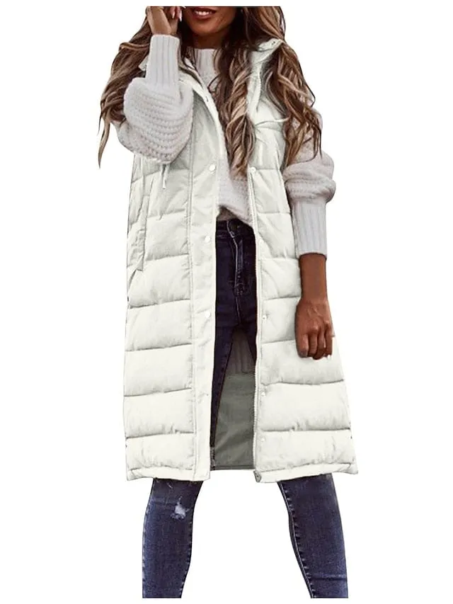 Long Women's Winter Jacket with Sleeveless Puffer Vest