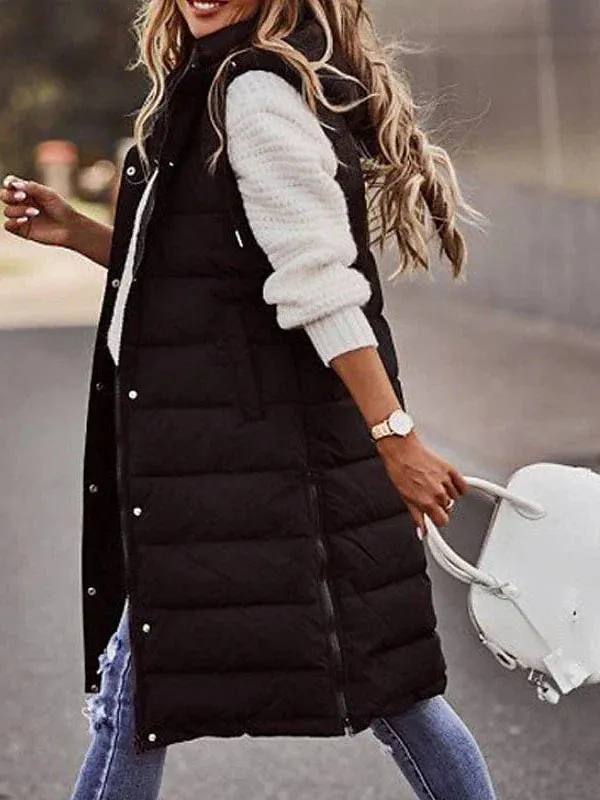 Long Women's Winter Jacket with Sleeveless Puffer Vest