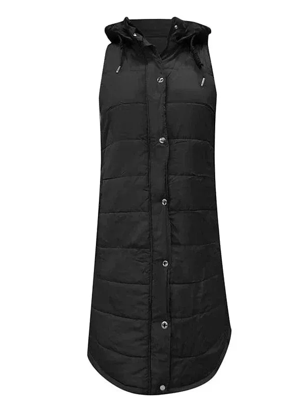 Long Women's Winter Jacket with Sleeveless Puffer Vest