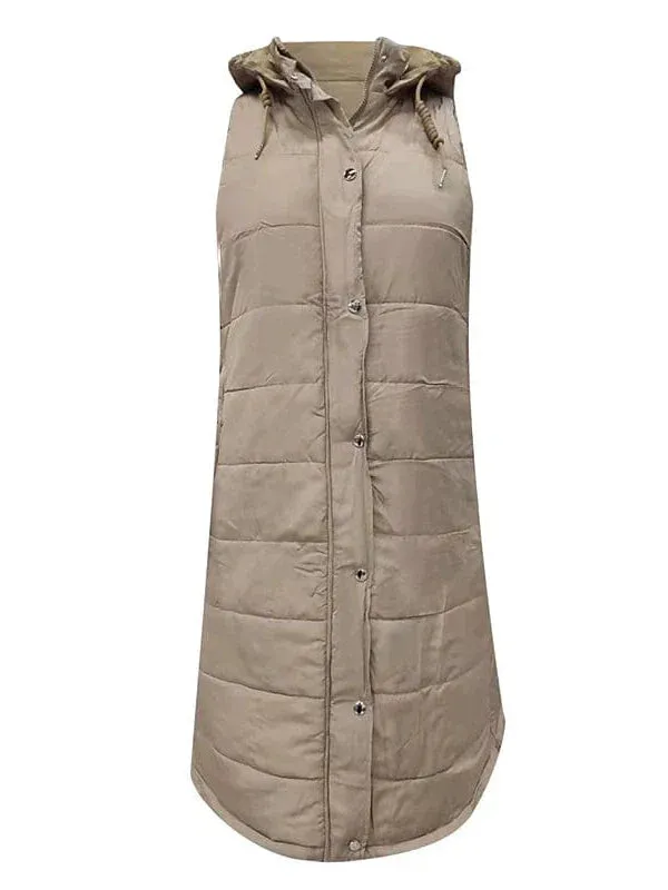 Long Women's Winter Jacket with Sleeveless Puffer Vest