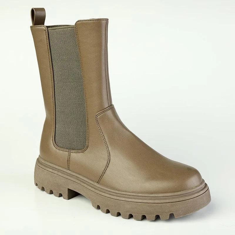 Madison Stacy Boot - Khaki Mono