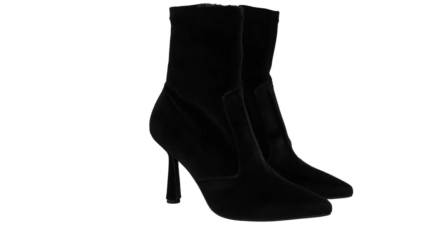 Marian Black Velvet Heeled Ankle Boot