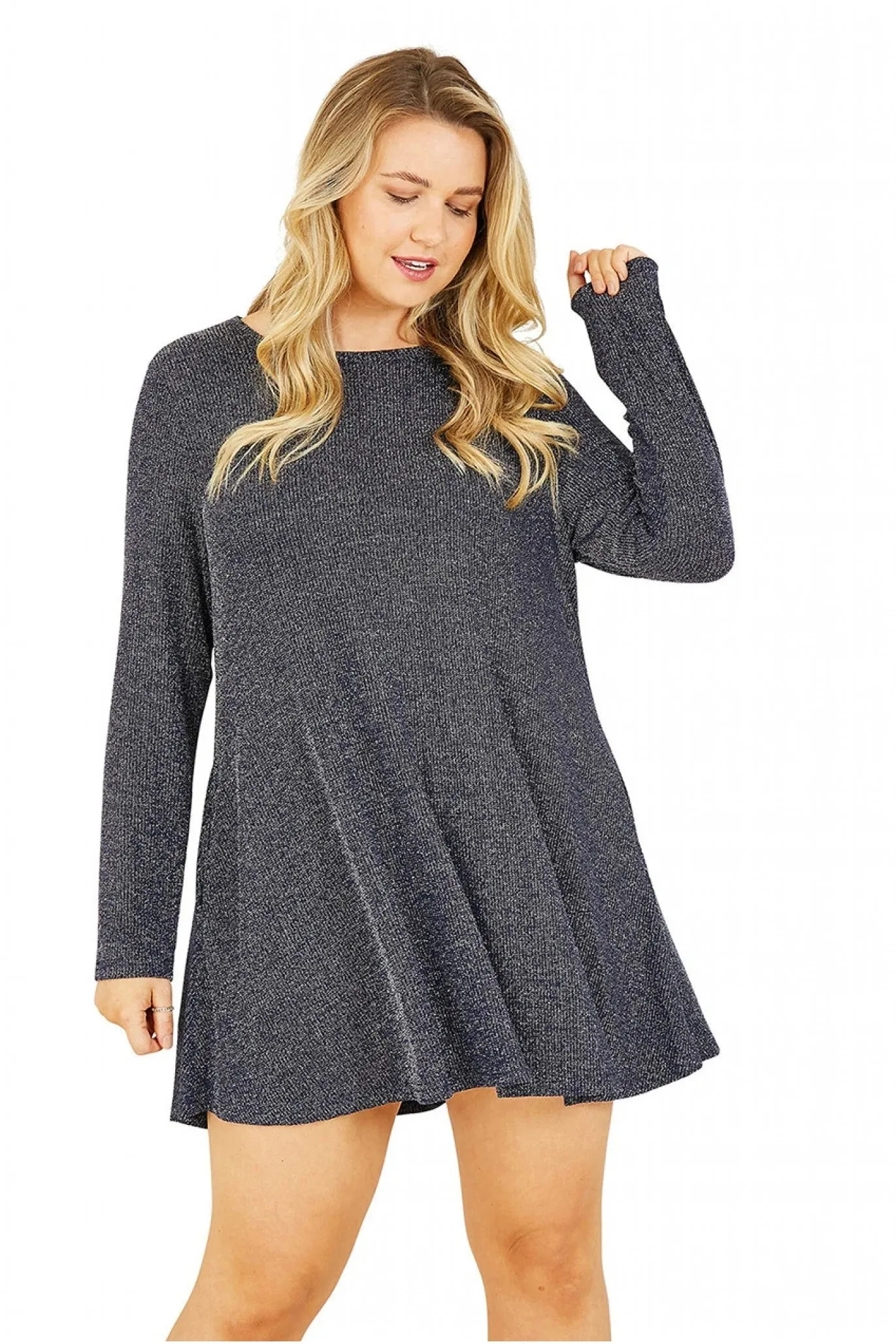 Mela London Navy Plus Size Shimmer Tunic Dress