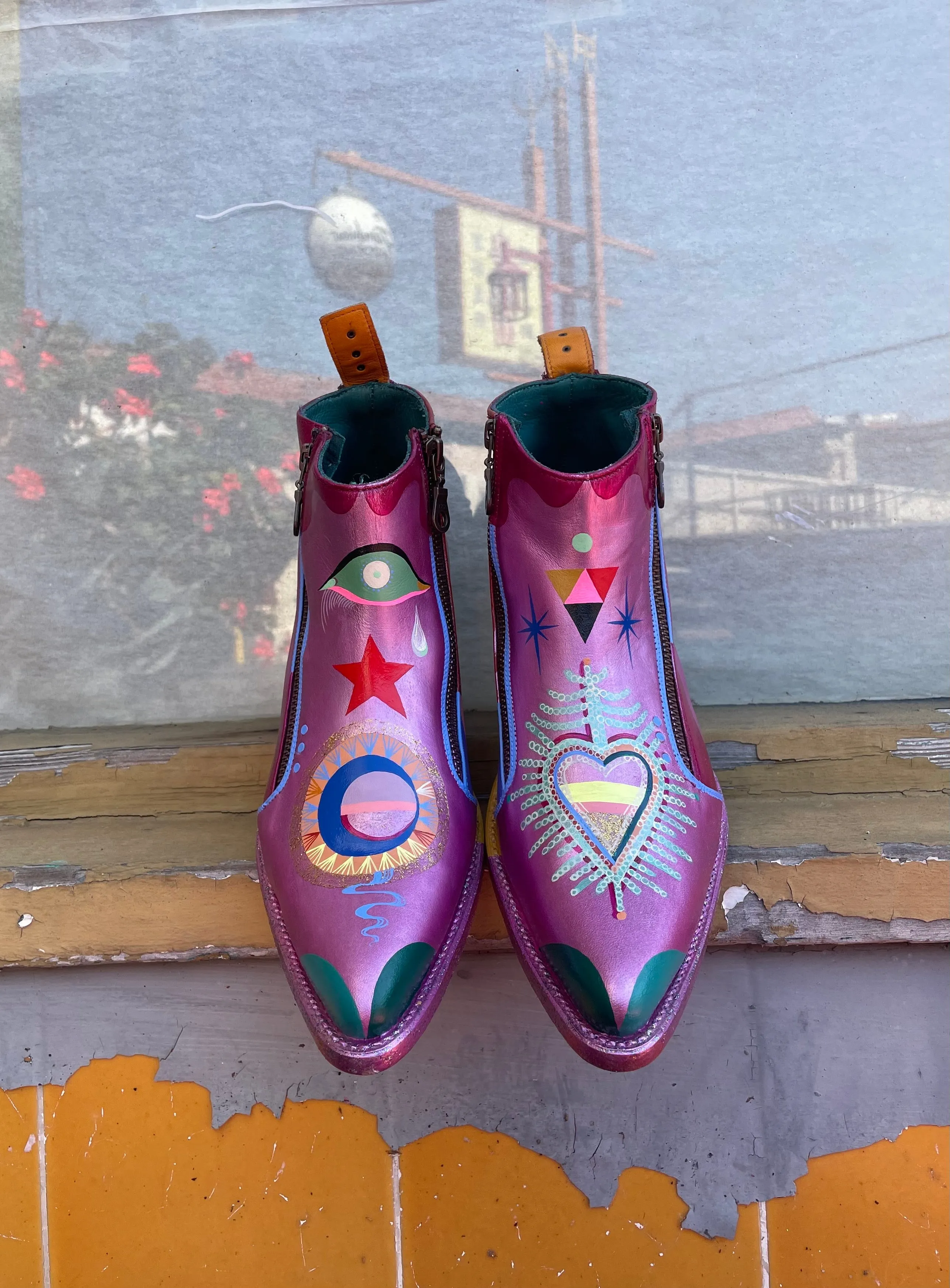 monica canilao x pskaufman... FREEWAY chelsea boot metallic hand-painted magick