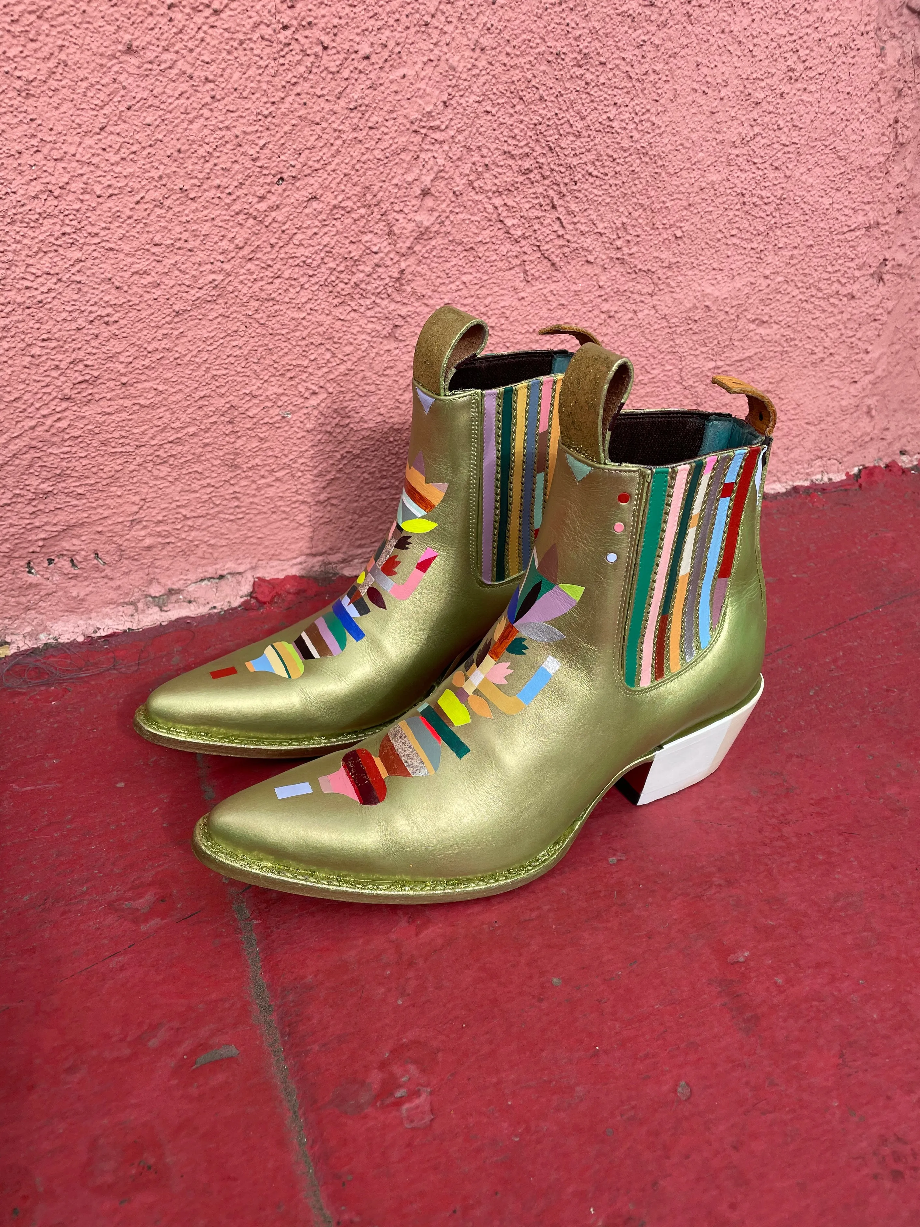 monica canilao x pskaufman... FREEWAY chelsea boot metallic hand-painted magick