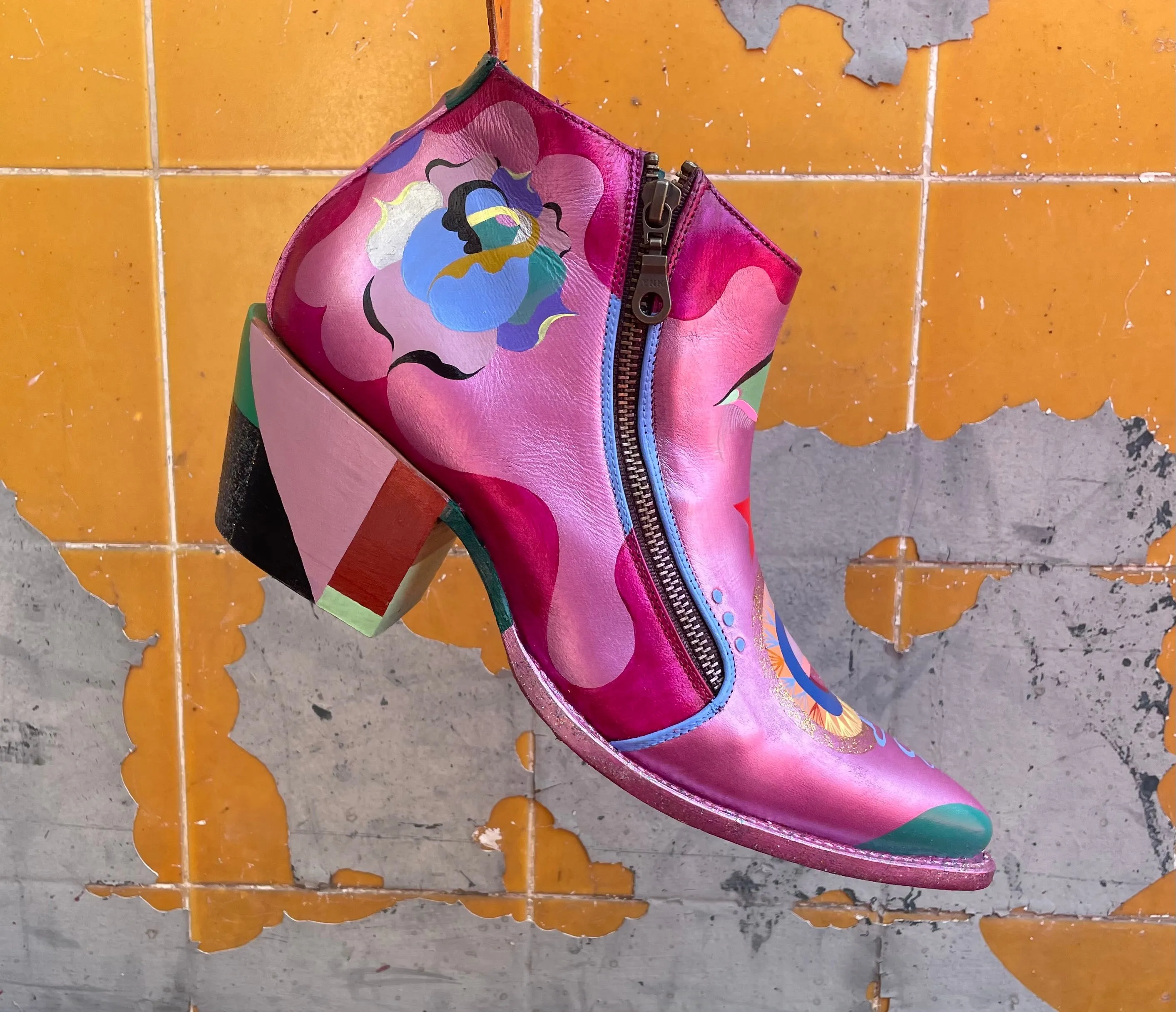 monica canilao x pskaufman... FREEWAY chelsea boot metallic hand-painted magick