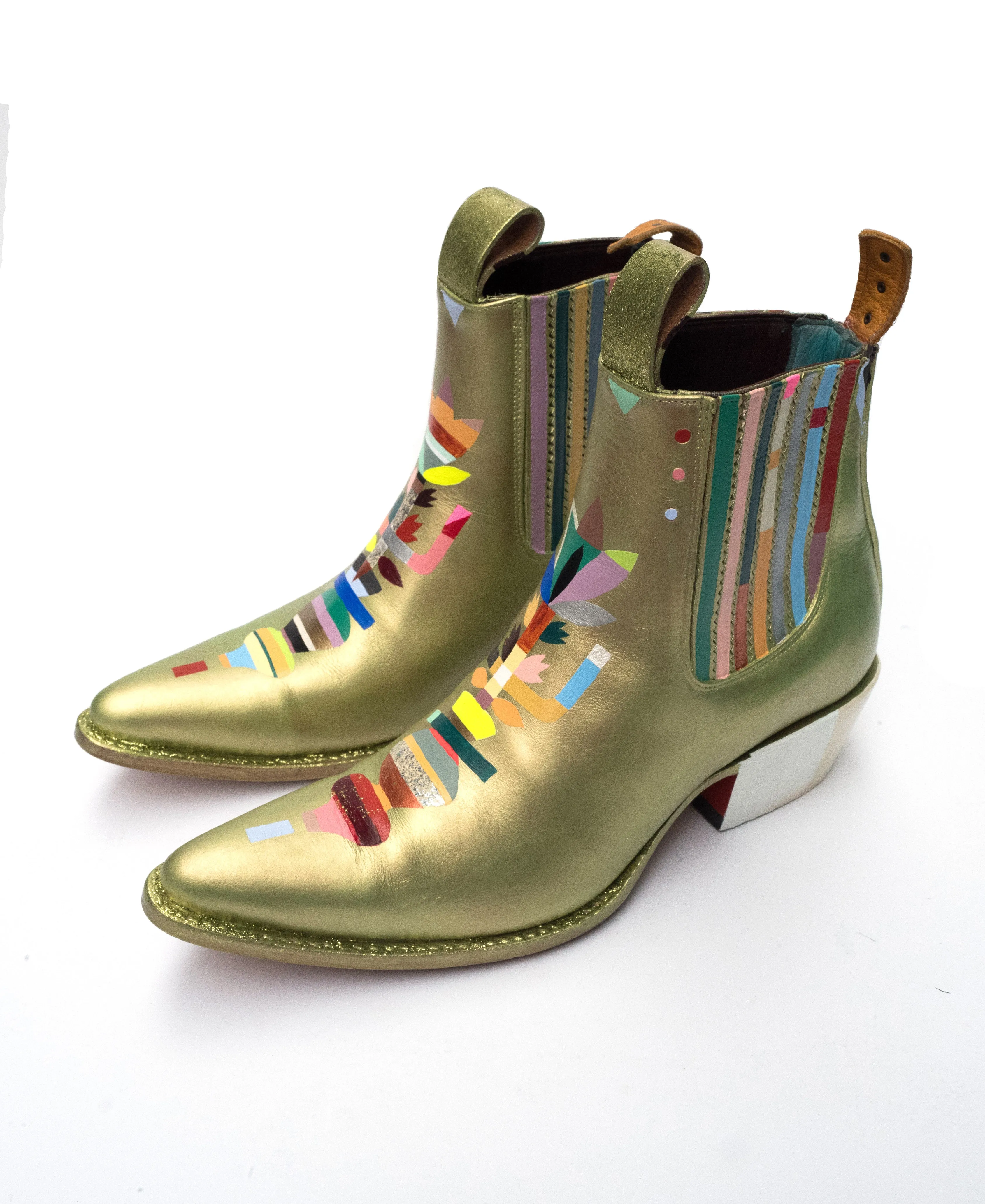 monica canilao x pskaufman... FREEWAY chelsea boot metallic hand-painted magick