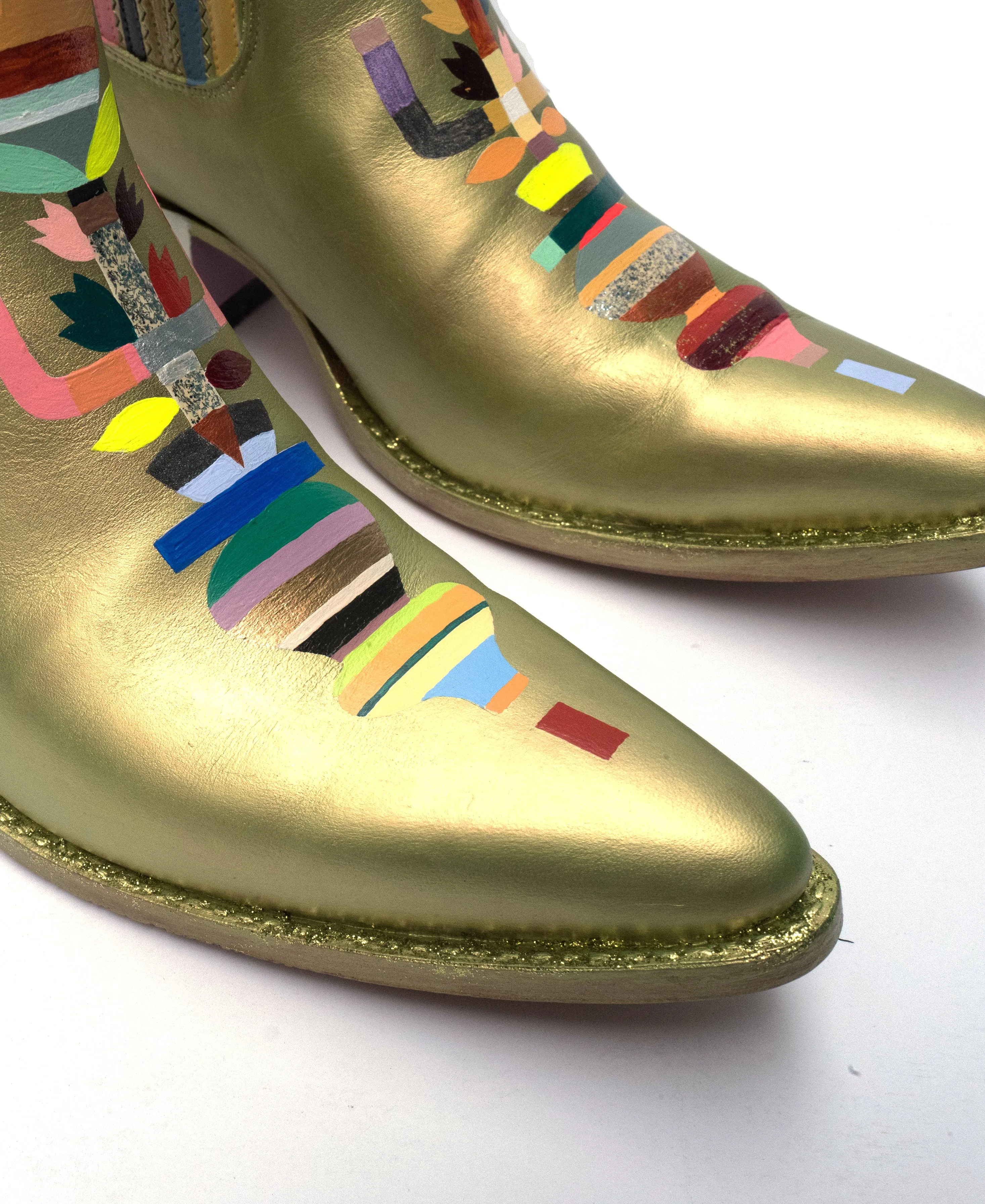 monica canilao x pskaufman... FREEWAY chelsea boot metallic hand-painted magick