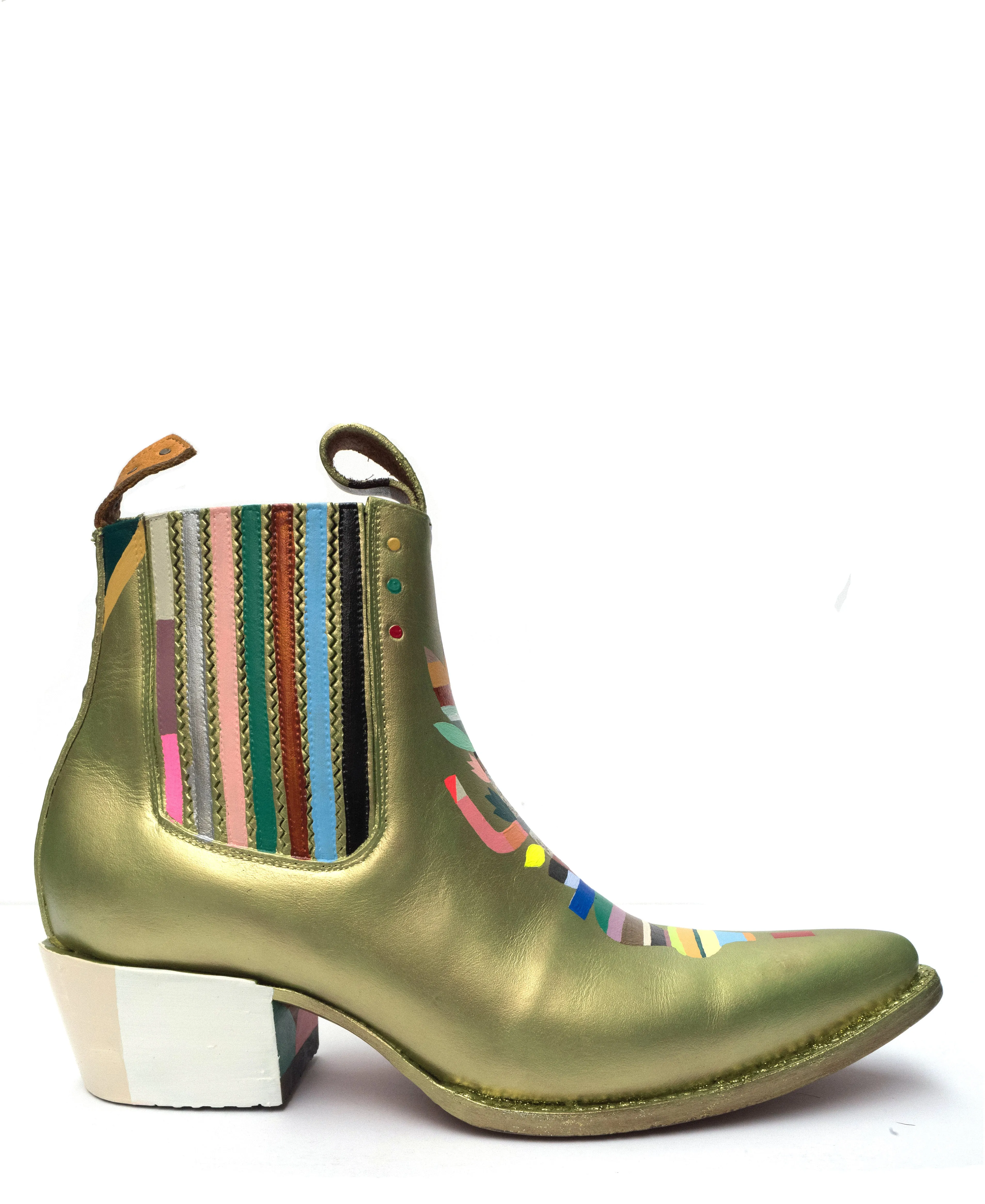 monica canilao x pskaufman... FREEWAY chelsea boot metallic hand-painted magick