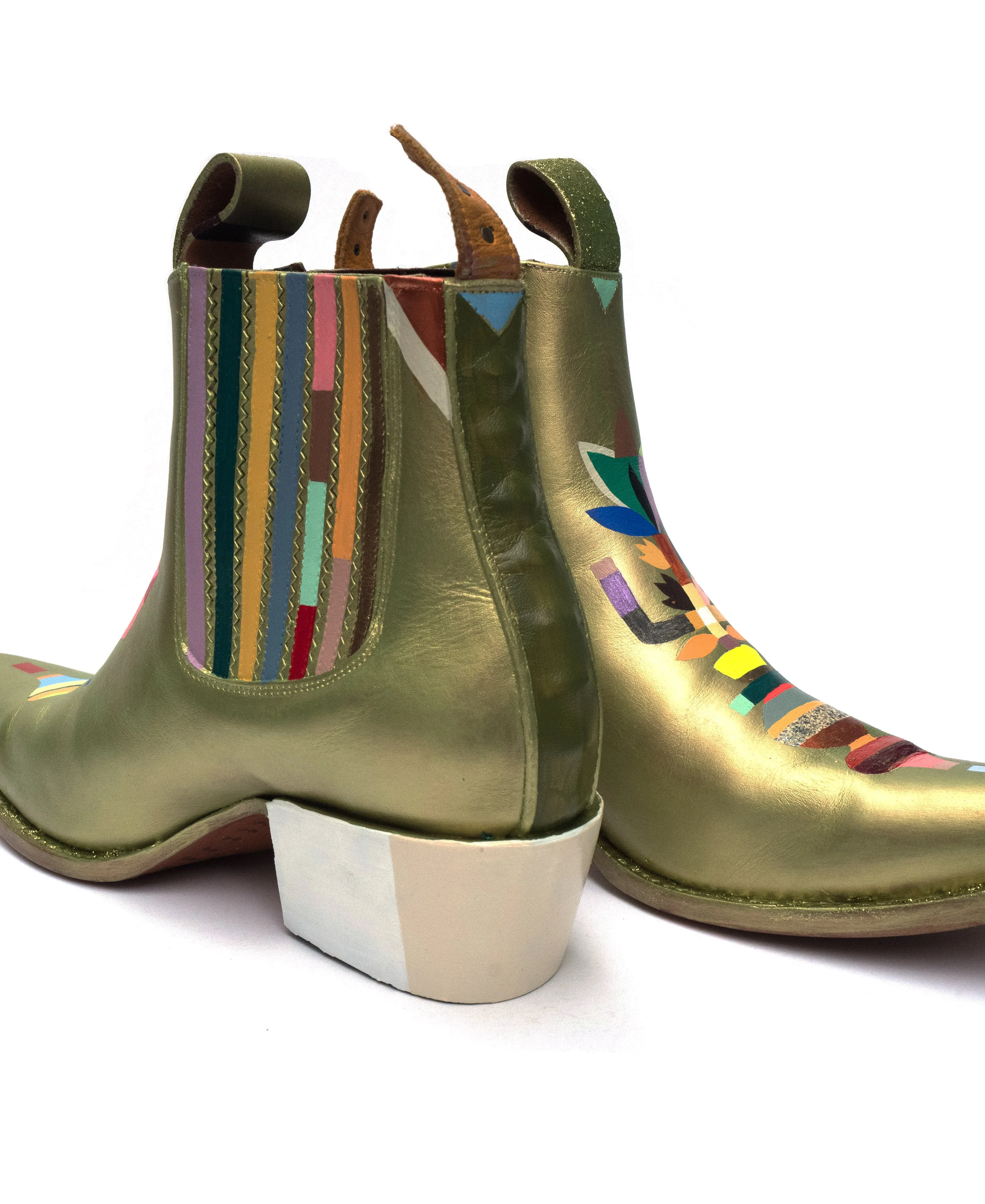 monica canilao x pskaufman... FREEWAY chelsea boot metallic hand-painted magick