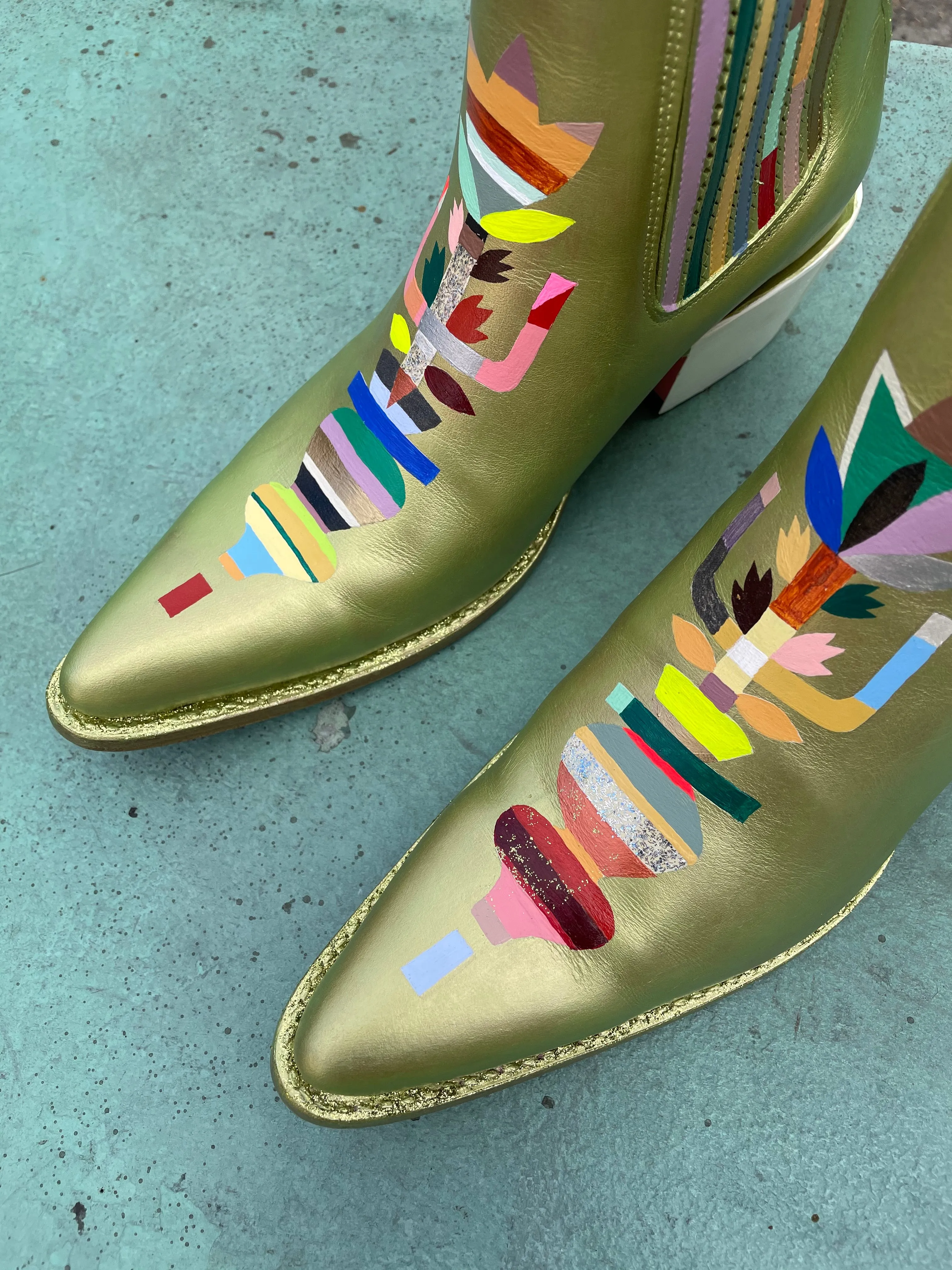 monica canilao x pskaufman... FREEWAY chelsea boot metallic hand-painted magick